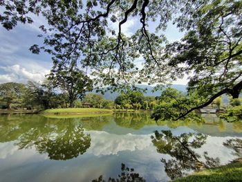 Scenic view of lake against sky