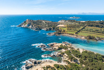 High angle view of beach against sky