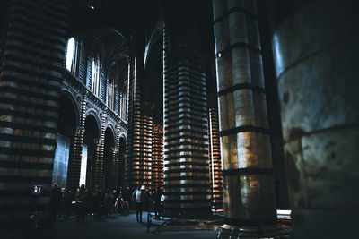 Low angle view of illuminated buildings at night