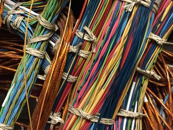 Close-up of multi colored market stall