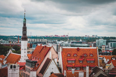 High angle view of townscape against sky. tallinn, estonia.