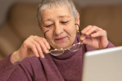 Young man using laptop