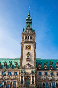 Hamburg city hall buildiing in the altstadt quarter in the city center at the rathausmarkt square