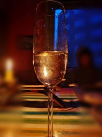 Close-up of wine glass on table