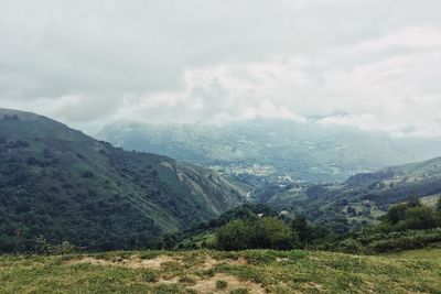 Scenic view of mountains against sky