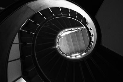 Directly below shot of spiral staircase in building