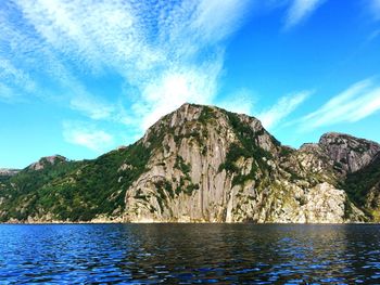 Scenic view of sea against cloudy sky