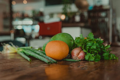 Close-up of fruits on table