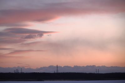 Scenic view of silhouette field against sky during sunset