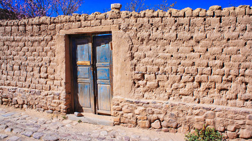 Closed door of old building