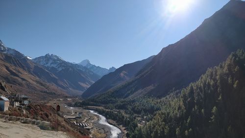 Scenic view of mountains against clear sky