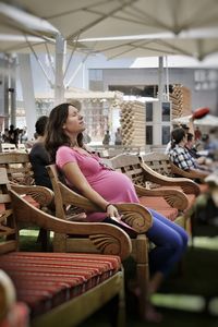 Woman sitting on floor