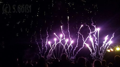 Firework display at night