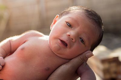 Portrait of shirtless boy