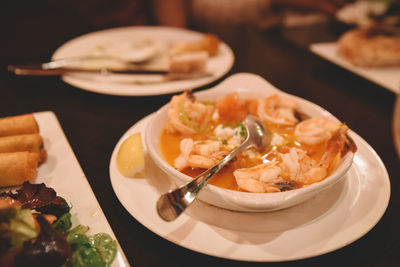 High angle view of meal served in plate