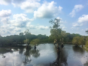 Scenic view of lake against sky