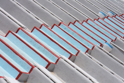 High angle view of railing on staircase