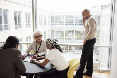 People talking during business meeting