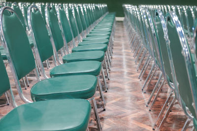 Empty chairs in row