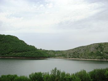 Scenic view of lake against sky