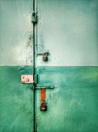 Close-up of locked metal door