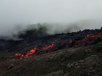 Panoramic view of volcanic landscape