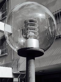 Low angle view of illuminated light bulb