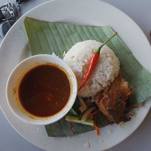 High angle view of food in bowl