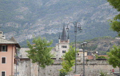 High angle view of buildings in city