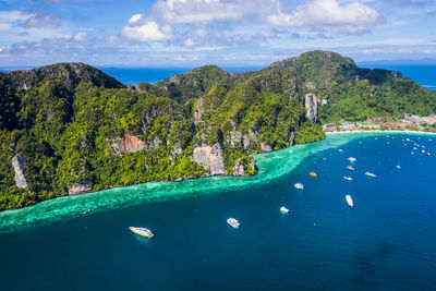 High angle view of  phi phi island krabi thailand 