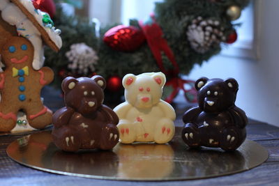 Close-up of toys on table