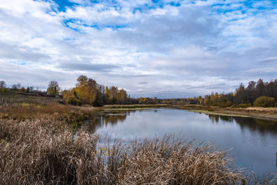 Scenic view of lake against sky