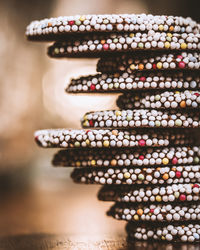 Close-up of stack of candies