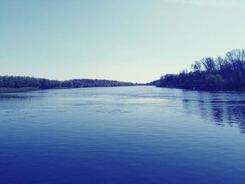 Scenic view of lake against clear sky