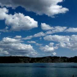 View of calm sea against cloudy sky