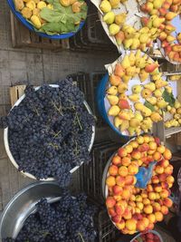 High angle view of fruits for sale in market