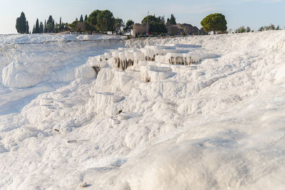 Panoramic view of land against sky during winter