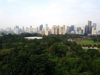 View of cityscape against clear sky