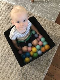 High angle portrait of cute baby