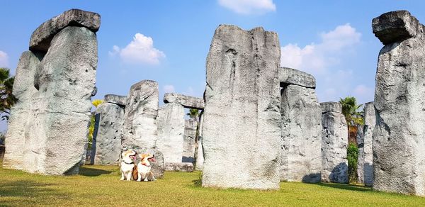 Group of people in front of historical building