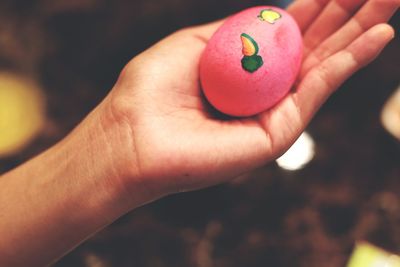 Close-up of hand holding fruit