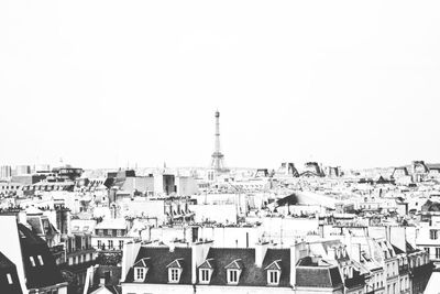 View of buildings against clear sky