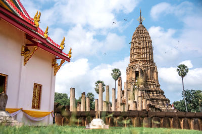 Panoramic view of temple building against sky