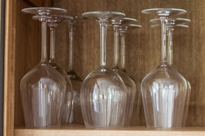 Close-up of glass bottles on table