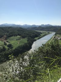 Scenic view of landscape against clear sky