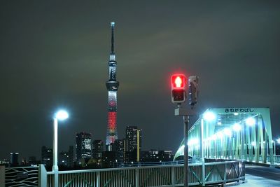 Illuminated tower at night