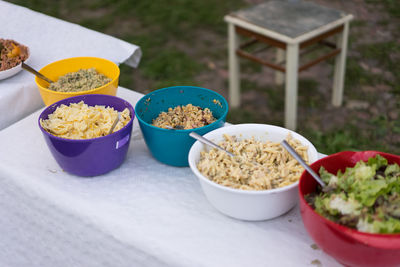 Close-up of breakfast on table