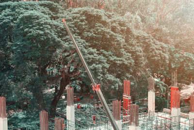 Panoramic view of cross at cemetery