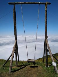 View of swing against sky