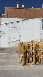 Rear view of man walking on street